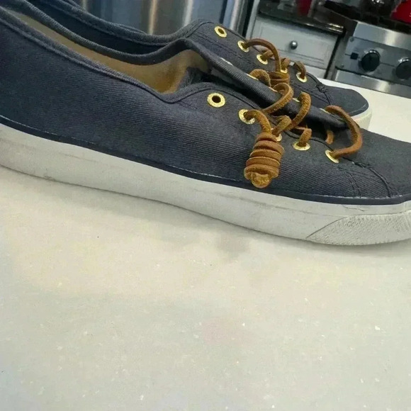 Sperry canvas slip on sneakers gray with leather laces size 7.5 - Picture 6 of 9